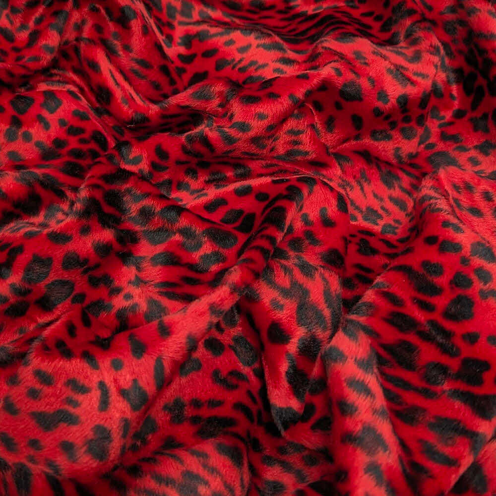 Kunstfell kurzflor 2 mm Leopard (F) rot ca. 150 cm breit 