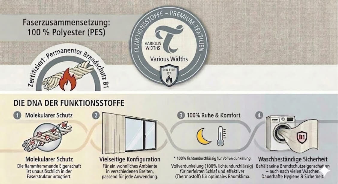 Verdunklungs& Thermostoff schwer entflammbar