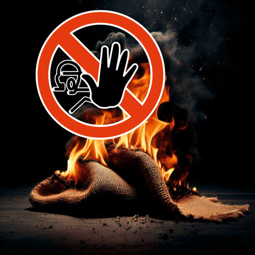 Jute ist ein gut brennendes Naturmaterial. Deshalb zur Sicherheit schwer entflammbar nach DIN4102B1 ausgerüstet