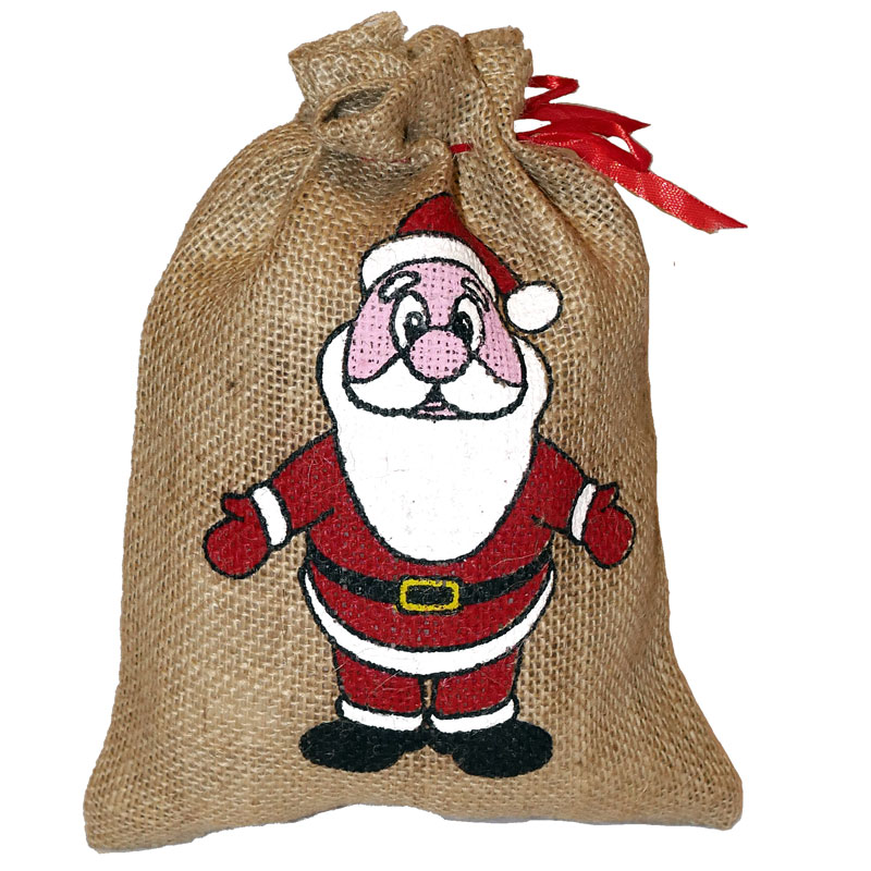 Jutesack 25 x 18 cm mit Aufdruck Nikolaus bunt