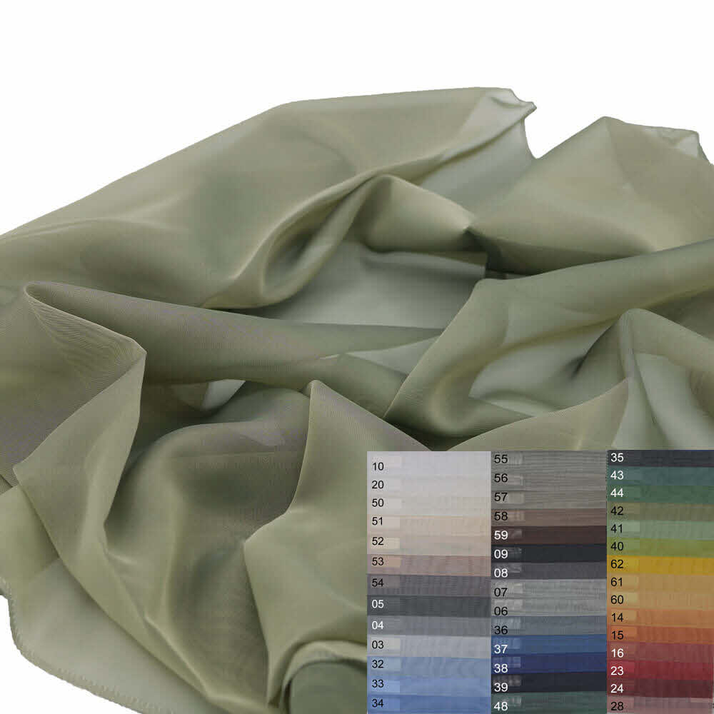 Gardinen Voile 50806 farbig , 300 cm Höhe, feiner Stores Trevira CS flammenhemmend DIN4102B1 mit Bleiband