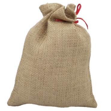 Jutesäckchen 25 x 17 cm – Natur mit rotem Zugband & Lebensmittelecht (Mittlere Größe)
