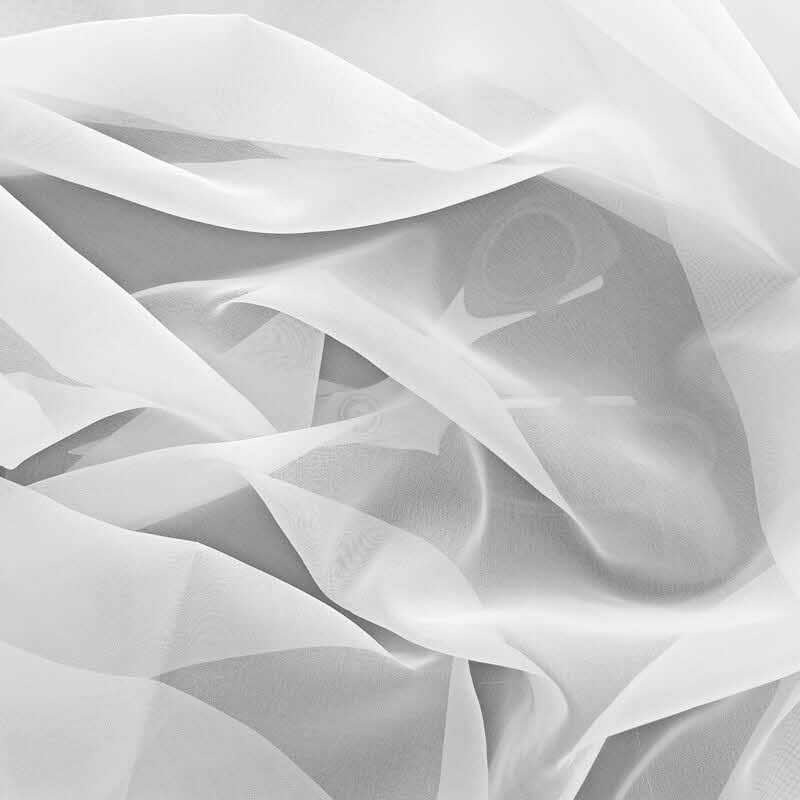Gardinen-Voile weiß, feiner Stores, Polyester FR  flammenhemmend mit Bleiband