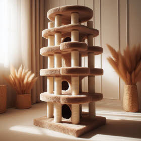 Katzenbaum mit Fell bezogen