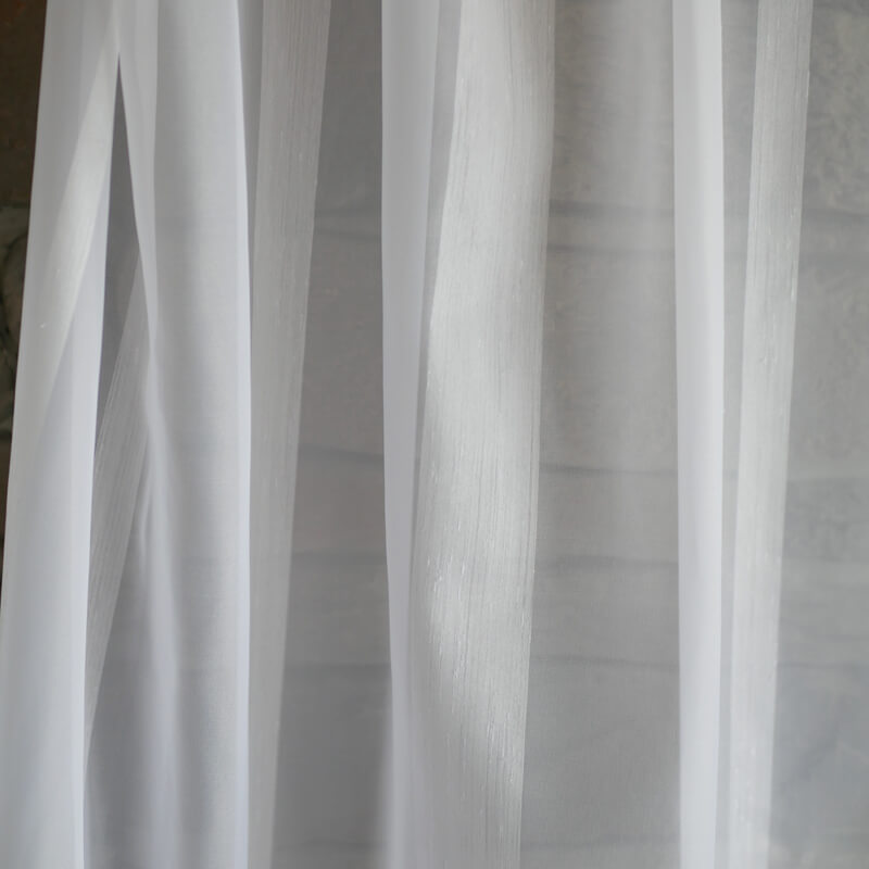 Voile feiner Gardinen-Stores weiß 3 cm breiter Streifen, 295 cm Höhe, Trevira CS flammenhemmend mit Bleiband
