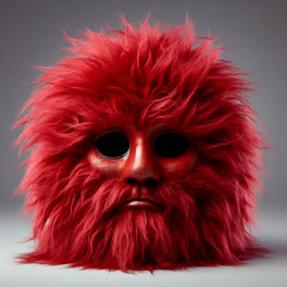 Maske aus rotem Kunstfell