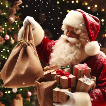 Der Nikolaus bringt die Geschenke im Jutesack