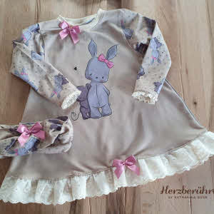 Baumwoll-French Jersey Panel Dicke Freunde Hase und Maus beige