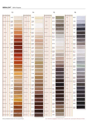 Farbkarte Nähgarn Seralon. Wir haben nicht alle Farben im Angebot. Es wird von uns die passendste Farbe Ihrer Wahl ausgesucht.