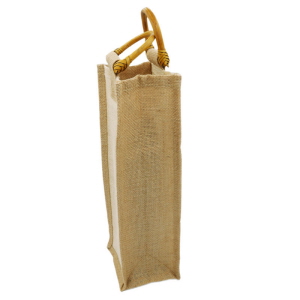 Jute Flaschentasche mit Sichtfenster seitliche Ansicht
