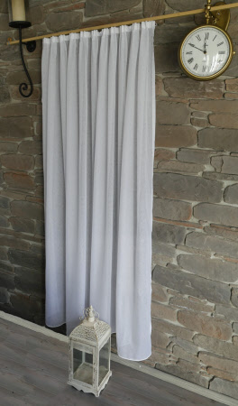 Dreher-Gardinen-Stores weiß 9192, frosty Trevira CS flammenhemmend DIN4102B1 mit Bleiband