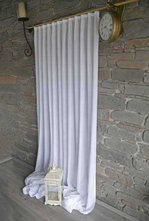 Gardinen-Stores weiß 3700, 300 cm Höhe Trevira CS flammenhemmend DIN4102B1 mit Bleiband