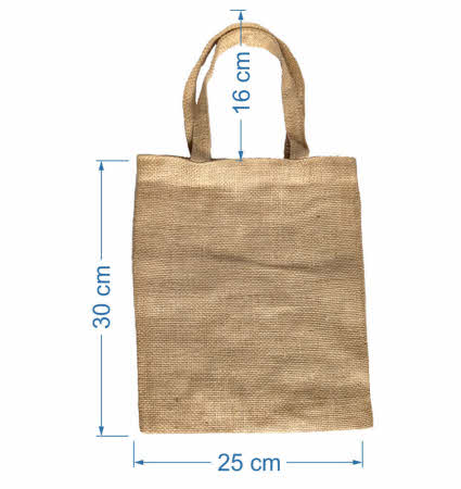Bemaßung der kleinen Jutetasche