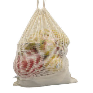 Nesselsack aus Baumwolle mit Netz und Kordel 40 cm x 30 cm