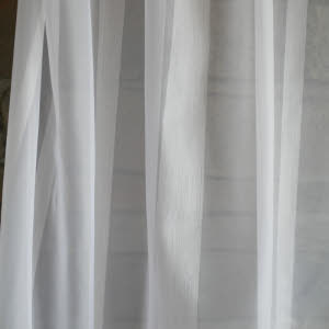 Voile feiner Gardinen-Stores weiß 3 cm breiter Streifen, 295 cm Höhe, Trevira CS flammenhemmend mit Bleiband