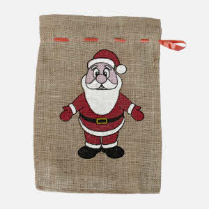 Jutesack ca. 33 x 24 cm mit Aufdruck Nikolaus bunt