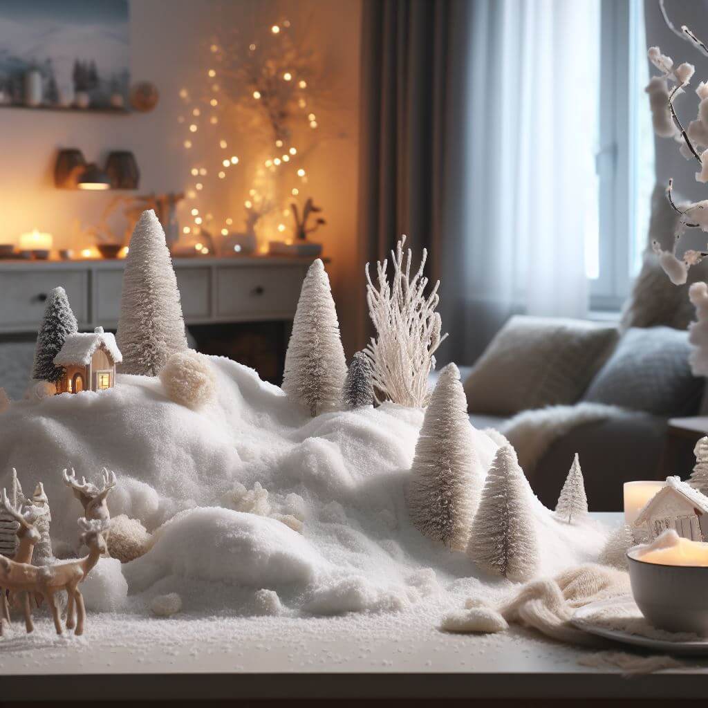 Tischdeko mit Kristallschnee